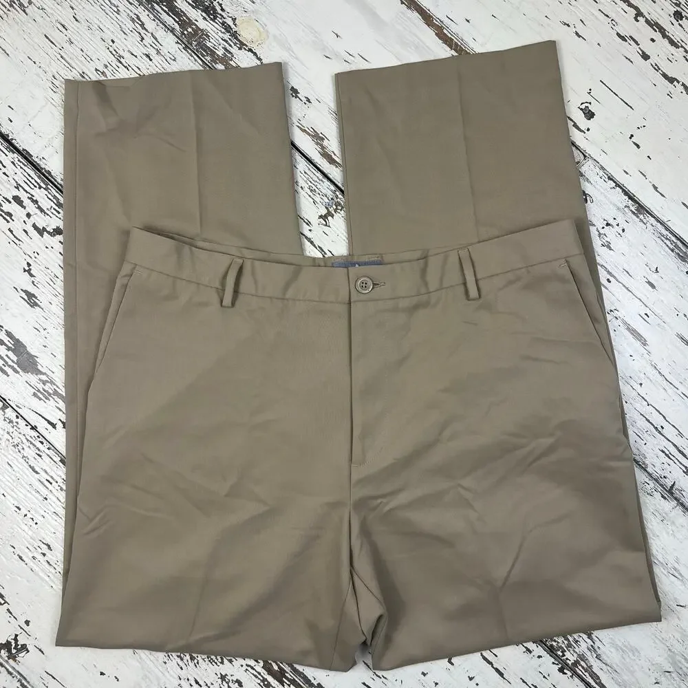 Dockers D2 pant men’s 38x32 straight fit khaki Flat front super soft polyester